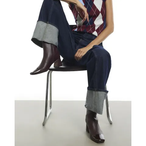 River Island Burgundy Toe Cap Ankle Boots