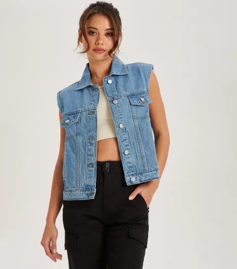 Women's Blue Denim Gilet