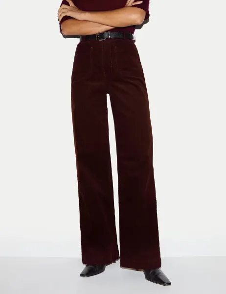 Jigsaw Cotton Rich Cord Textured Wide Leg Trousers