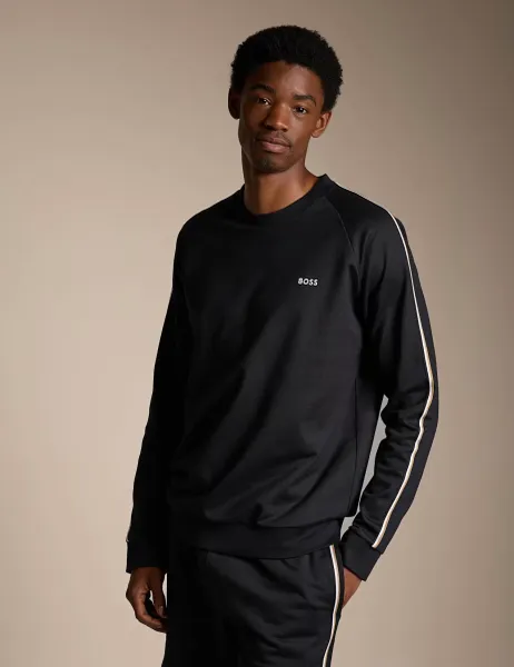 Boss Iconic Pure Cotton Crew Neck Sweatshirt Black