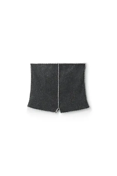 TWEED STRAPLESS TOP WITH CRYSTAL TRIM
