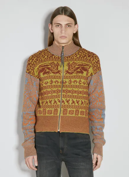 Lion Zip-Up Cardigan
