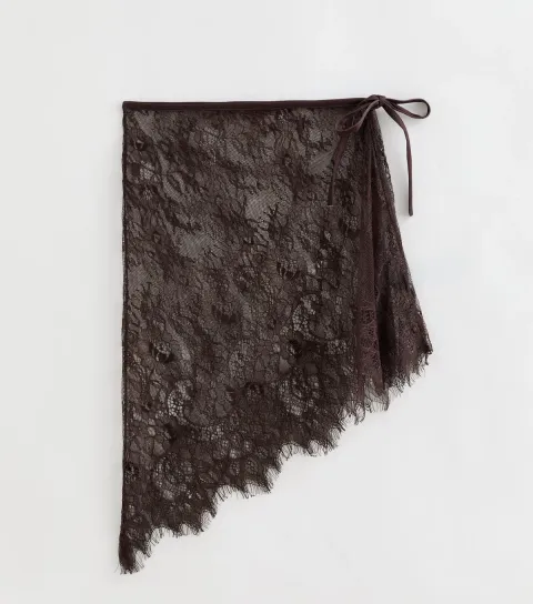 New Look Dark Brown Lace Asymmetric Bandana