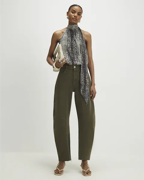 River Island Raw Hem Barrel Leg Jeans