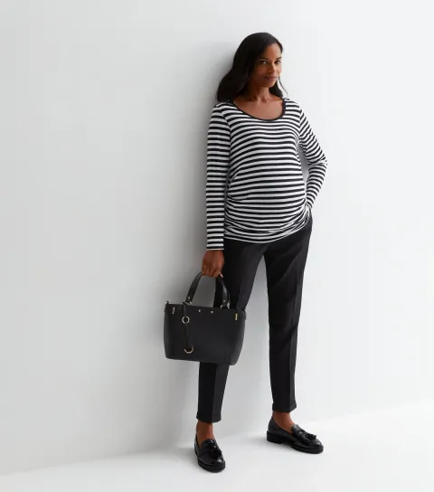 Women's Maternity Black Over Bump Slim Stretch Trousers