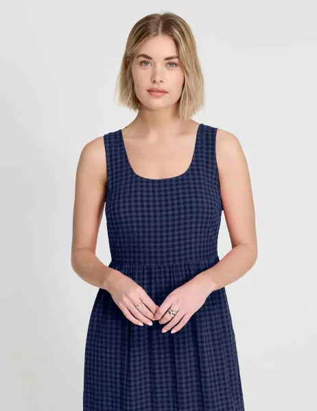 Finery London Cotton Blend Gingham Midi Waisted Dress