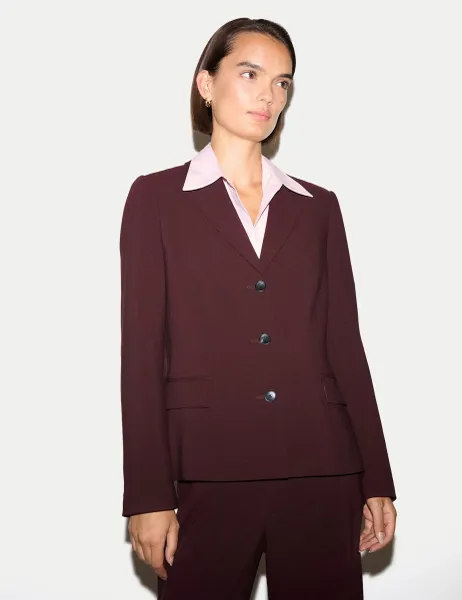 Jigsaw Crepe Tailored Blazer Burgundy