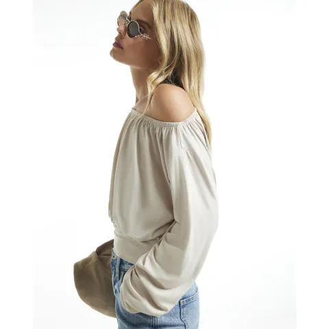 River Island Long Sleeve Ruched Neck Top