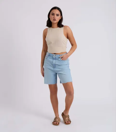 Women's Light Blue Ripped Bermunda Shorts