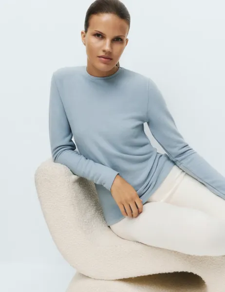 Marks & Spencer Heatgen Maximum Thermal Crew Neck Top Light Steel Blue