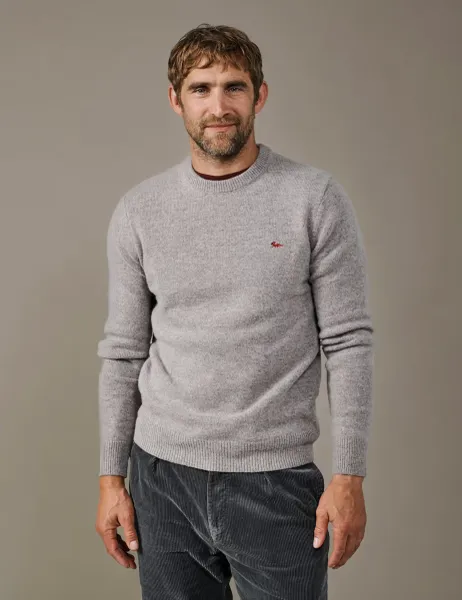 Aubin Lambswool Rich Crew Neck Jumper Stone