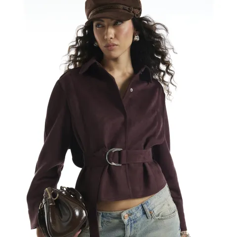 River Island Burgundy Belted Cape Jacket