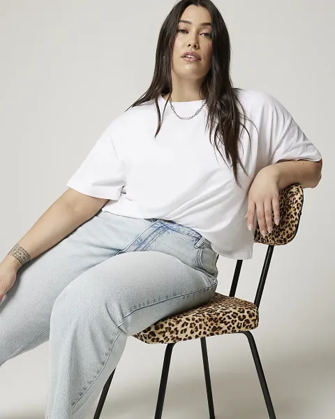 River Island Plus High Waisted Relaxed Straight Jeans