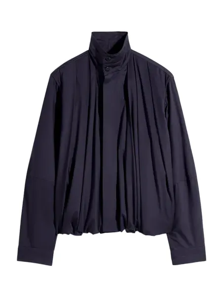 Soft Pleated Blouson Ink Blue