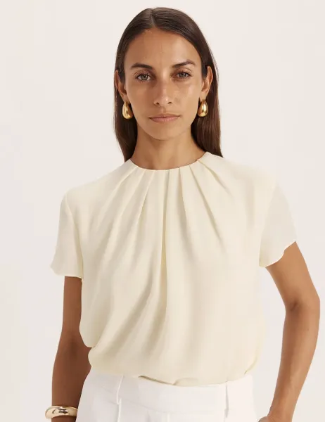 Saba Tuck Detail Crew Neck Top Yellow