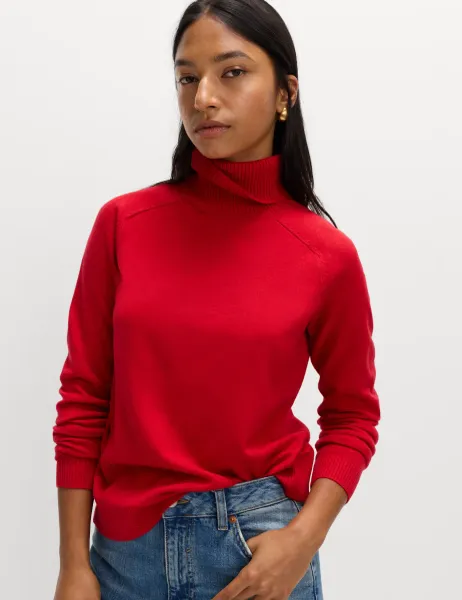 Marks & Spencer Air-Yarn Roll Neck Jumper Rouge