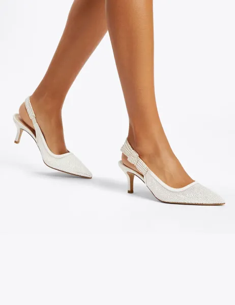 Steve Madden Ensemble Kitten Heel Slingback Sandals