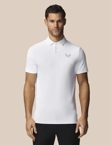 Castore Technical Moisture Wicking Polo Shirt White