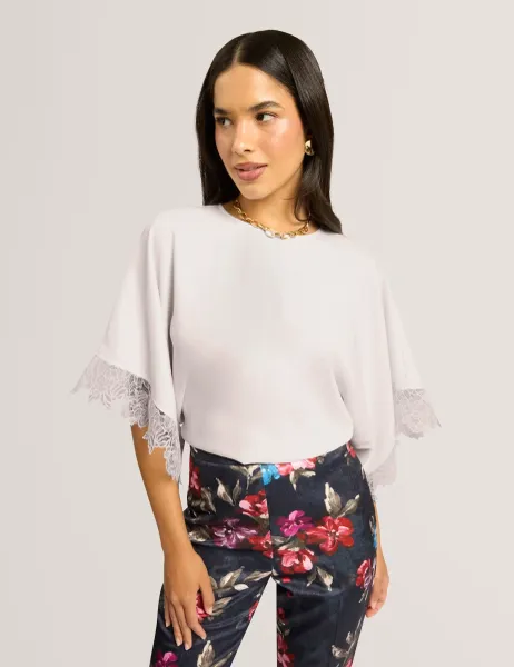 Ted Baker Lace Detail Batwing Top Beige