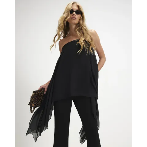 River Island Mesh Detail Bandeau Jumpsuit