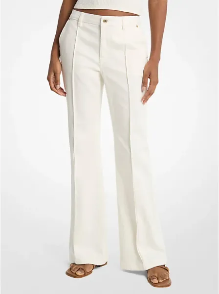 Pintuck Bootcut Stretch Denim Jeans