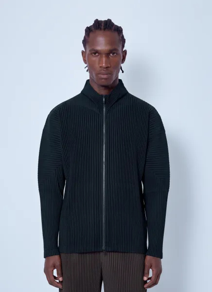 Pleated High Neck Cardigan