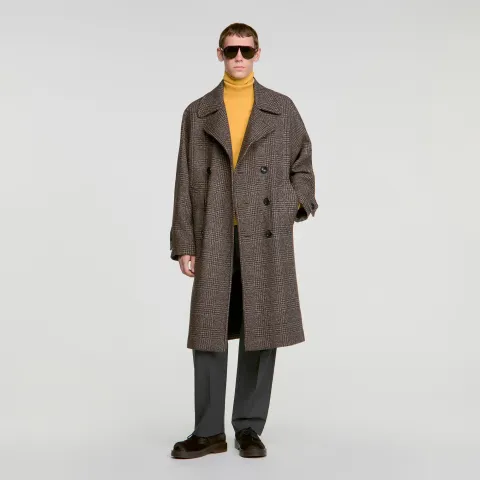 Check wool coat
