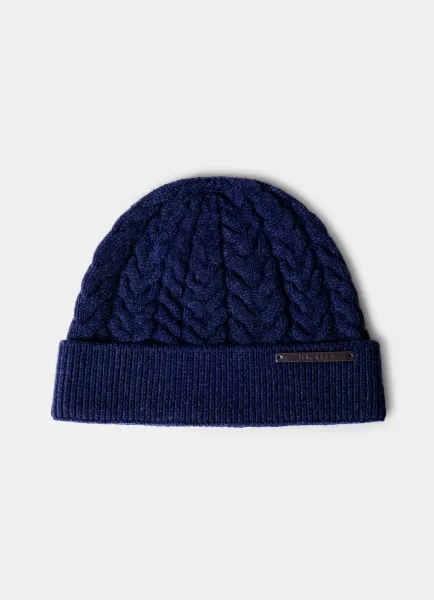 Hackett Wool-Cashmere Cable Knit Beanie Hat