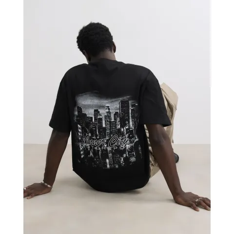 River Island Cotton Sunset Cityscape T-Shirt