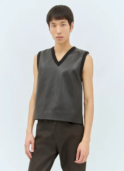 Leather And Knit Vest