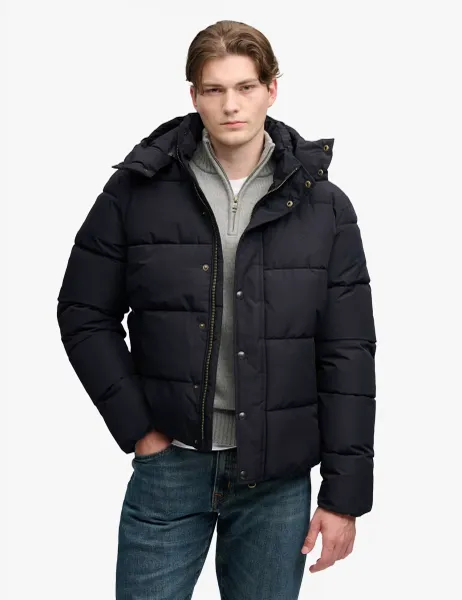 Superdry & Co Quilted Padded Hooded Puffer Jacket Black