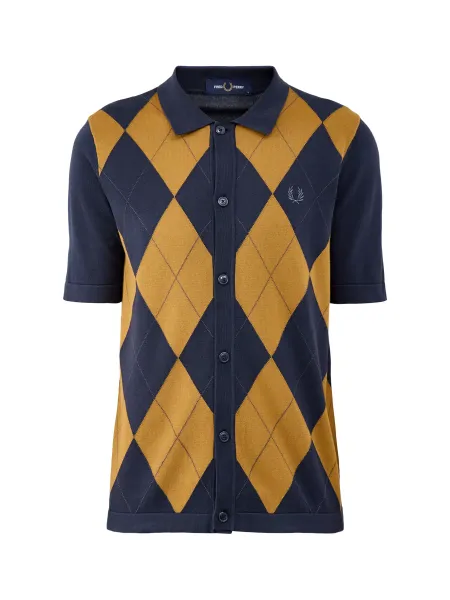 Fred Perry Argyle Button Through Knitted Shirt