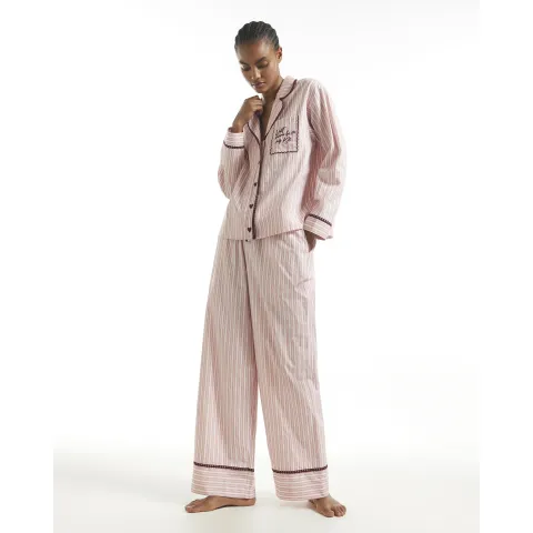 River Island Stripe Heart Trim Pyjamas