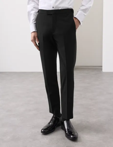 Autograph Tailored Fit Wool Blend Tuxedo Trousers Black