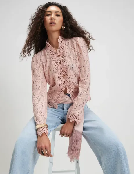 River Island Lace Drummer Jacket Pink