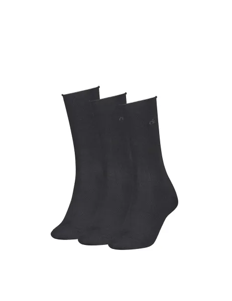 Calvin Klein 3 Pack Cotton Rich Rolled Top Ankle High Socks