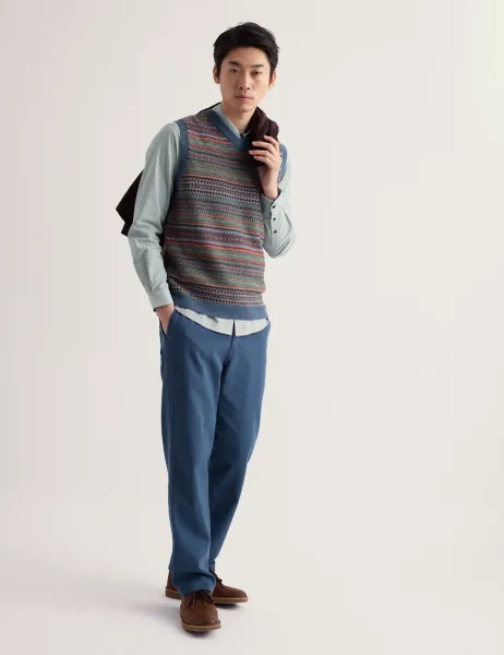Seasalt Cornwall Lambswool Rich Fair Isle V-Neck Knitted Vest Multi