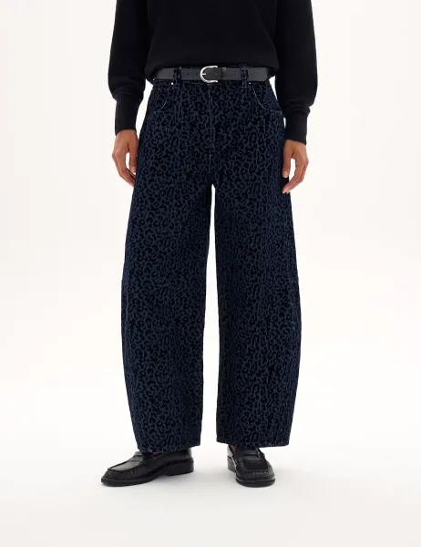 HUSH Printed Pure Cotton Barrel Leg Cropped Jeans
