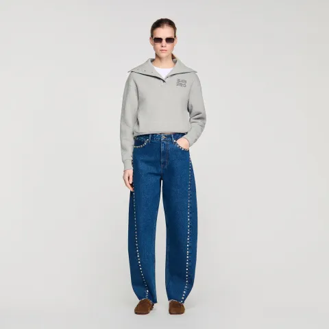 Rhinestone barrel jeans
