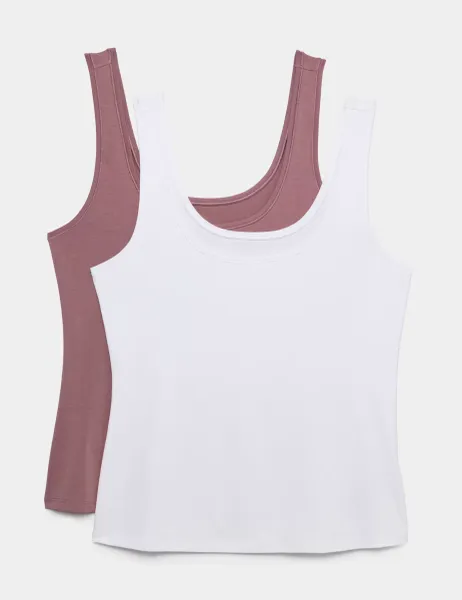 Body by M&S 2 Pack Flexifit Modal Rich Vests Sugar Plum