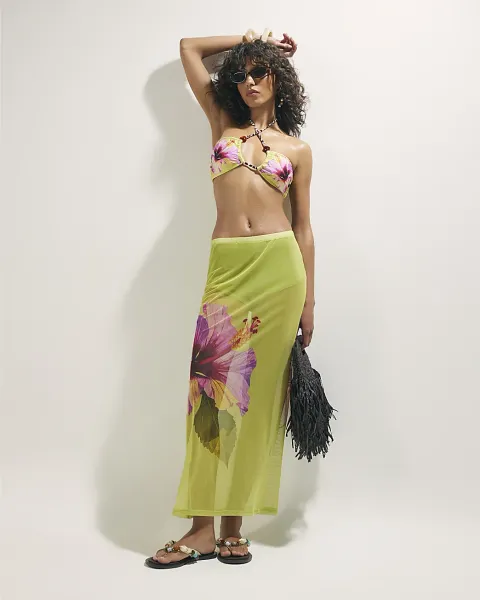 River Island Hibiscus Print Maxi Skirt