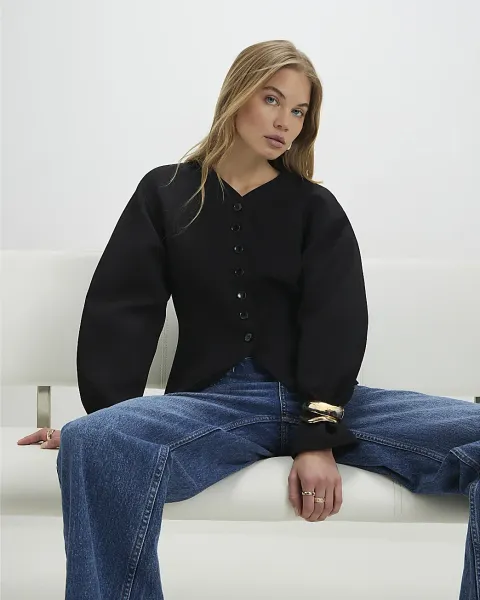 River Island Long Balloon Sleeve Button Up Jacket