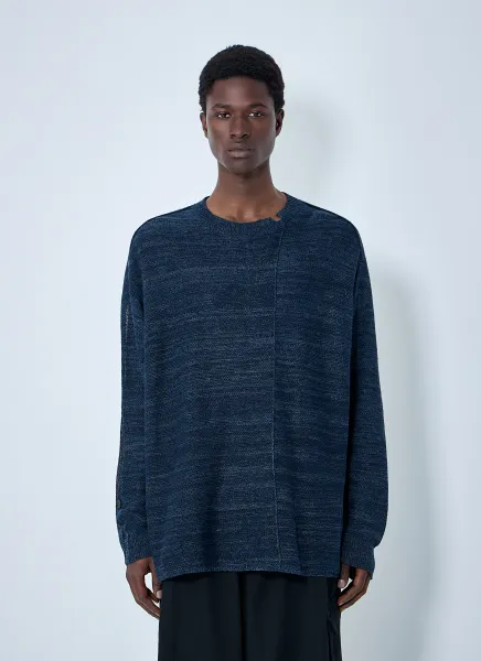 7G 2PLY Pallarel Yarn Button Detail Sweater