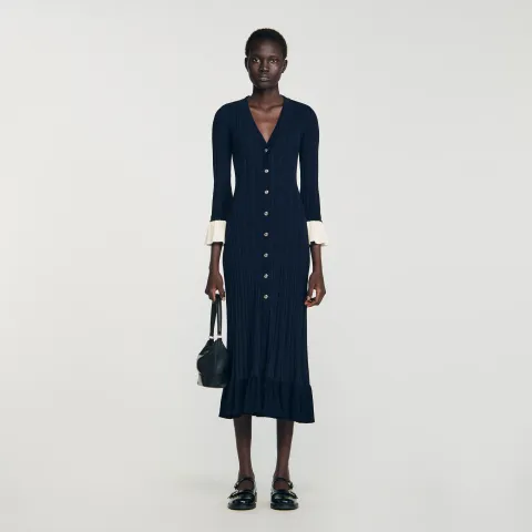 Two-tone knit maxi dress