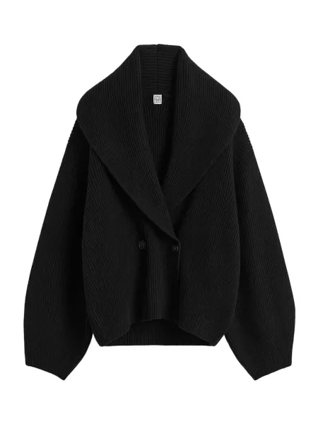 Shawl-Lapel Cardigan Black