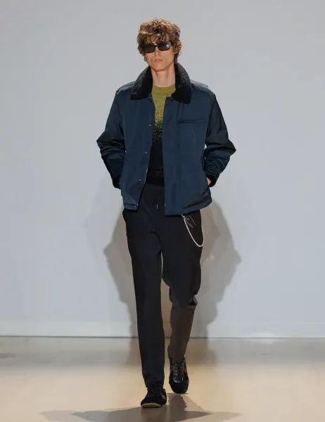 Autograph Faux Shearling Collar Jacket Black