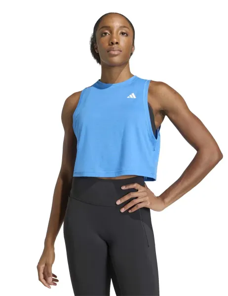 Adidas Train Essentials Crew Neck Boxy Vest Top Blue