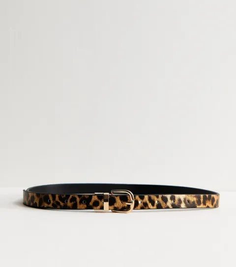 Brown Reversible Leopard Print Jean Belt