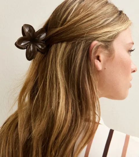 Brown Tropical Flower Hair Claw Clip