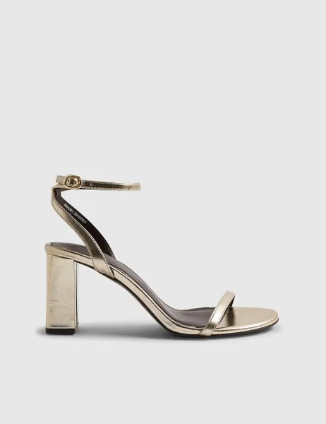 Strappy Block Heel Sandals Gold
